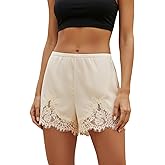 Satin Silk Boxers Shorts for Women Y2k Lace Trim Micro Mini Pajama Shorts Knickers Low Rise Lounge Slip Pj Bottoms