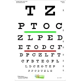 Snellen Peel-N-Stick Eye Test Chart, Red and Green Bar Visual Acuity Test, 6 Meter (20 Foot) Test Distance