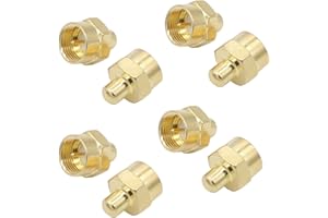exgoofit Coax Cable Caps Gold Pated, F Type 75ohm Terminator Cover, 8-Pack Coax Terminator Caps for Ports on Splitter, AMP, C