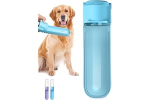 Caseeto Dog Water Bottle, Portable Dog Water Dispenser Pet Travel Water Bottle Foldable - Leak Proof - Food Grade Plastic Travel Dog Water Bottle for for Puppy Small Medium Large Dogs (14oz)