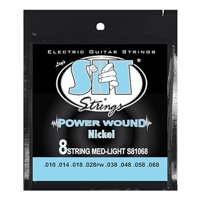 SIT Strings Power Wound Nickel Electric Guitar Strings (S.I.T.), 8-String Medium Light 10-68, S81068