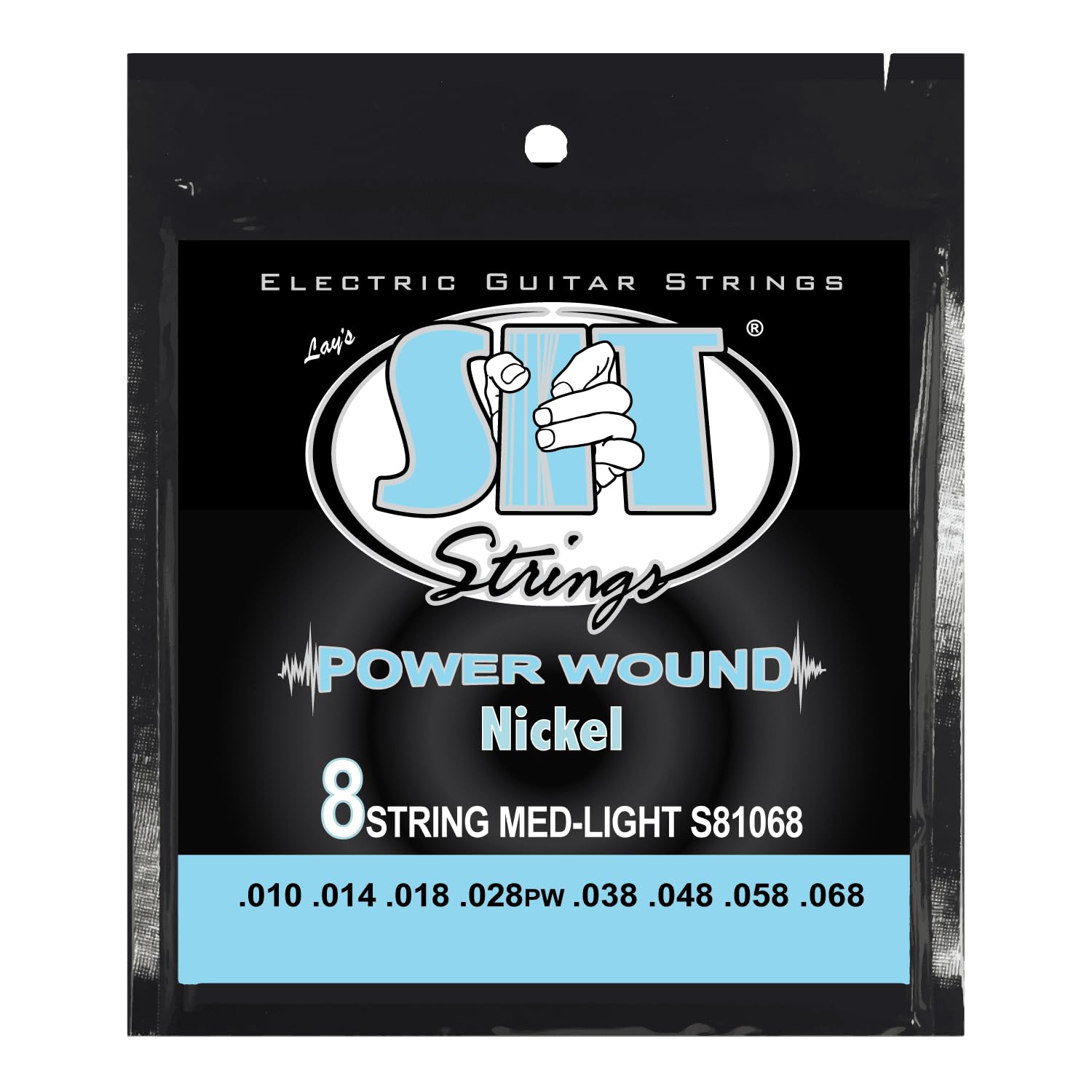 Cuerdas para guitarra eléctrica SIT Strings Power Wound de níquel (S.I.T.), 8 cuerdas medianas ligeras 10-68, S81068
