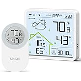 MASHI Indoor Outdoor Thermometer Wireless Weather Station,Inside Outside Thermometers Hygrometer Monitor,4.3" Display Home Weather Stations with Atomic Clock,USB-C Powered,Backlight,Weather Forecast