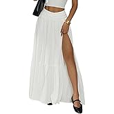 Milumia Women's High Waist Ruffle Hem Maxi Skirt Split Thigh High Beach Long Skirts