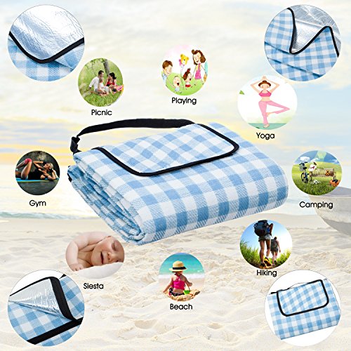 Extra Large Outdoor Picnic Blanket with Waterproof Backing 90 X 80" (200 X 200CM) 3-Layer, Oversized Soft Fleece Material Tent Mat, Camping Mat, Perfect for Beach, Picnic and Travel