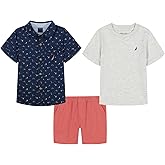 Nautica boys 3pc Shirt Short Set