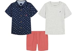 Nautica boys 3pc Shirt Short Set