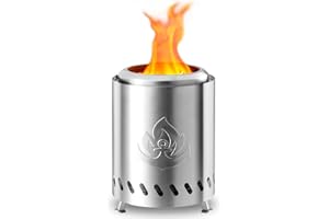 Havato Portable Tabletop Fire Pit, 5.5" Smokeless Firepit Indoor Outdoor, 304 Stainless Steel Small Table Top Stove Fueled by Pellets Or Wood,Low Smoke Mini Round Fire Pit Bowl with Stand, Silver