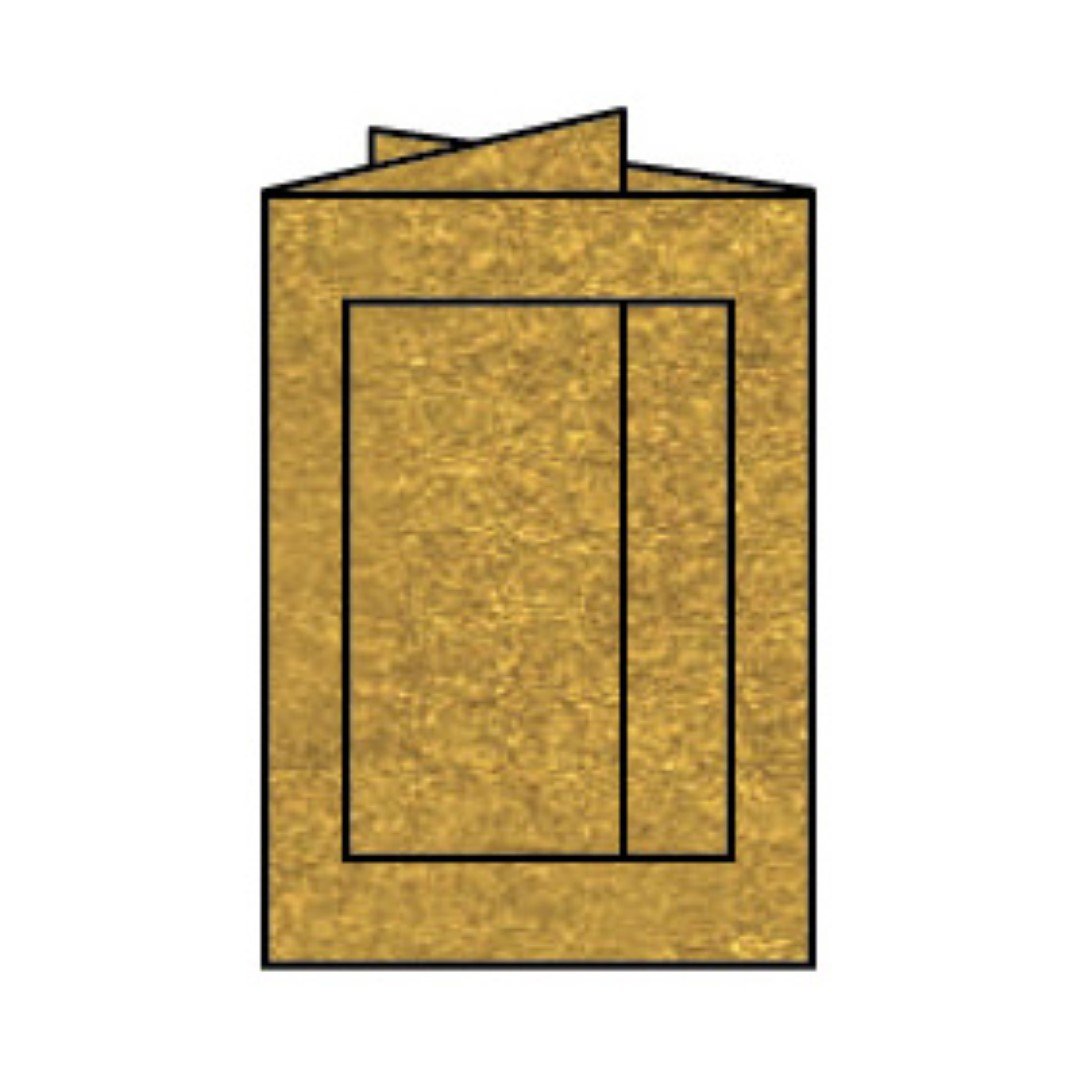Paperado B6 Trifold Photo Cards with Rectangular Aperture - Gold (Pack of 5)