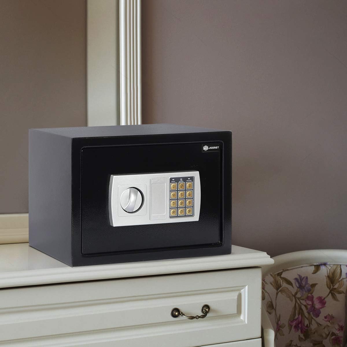 Jssmst Money Safe Box, 0.5CF Security Digital Safe for Home Office, Personal Safe Lock Box with Electronic Keypad, Home Safes and Lock Boxes, SM-SF029, Black: Office Products