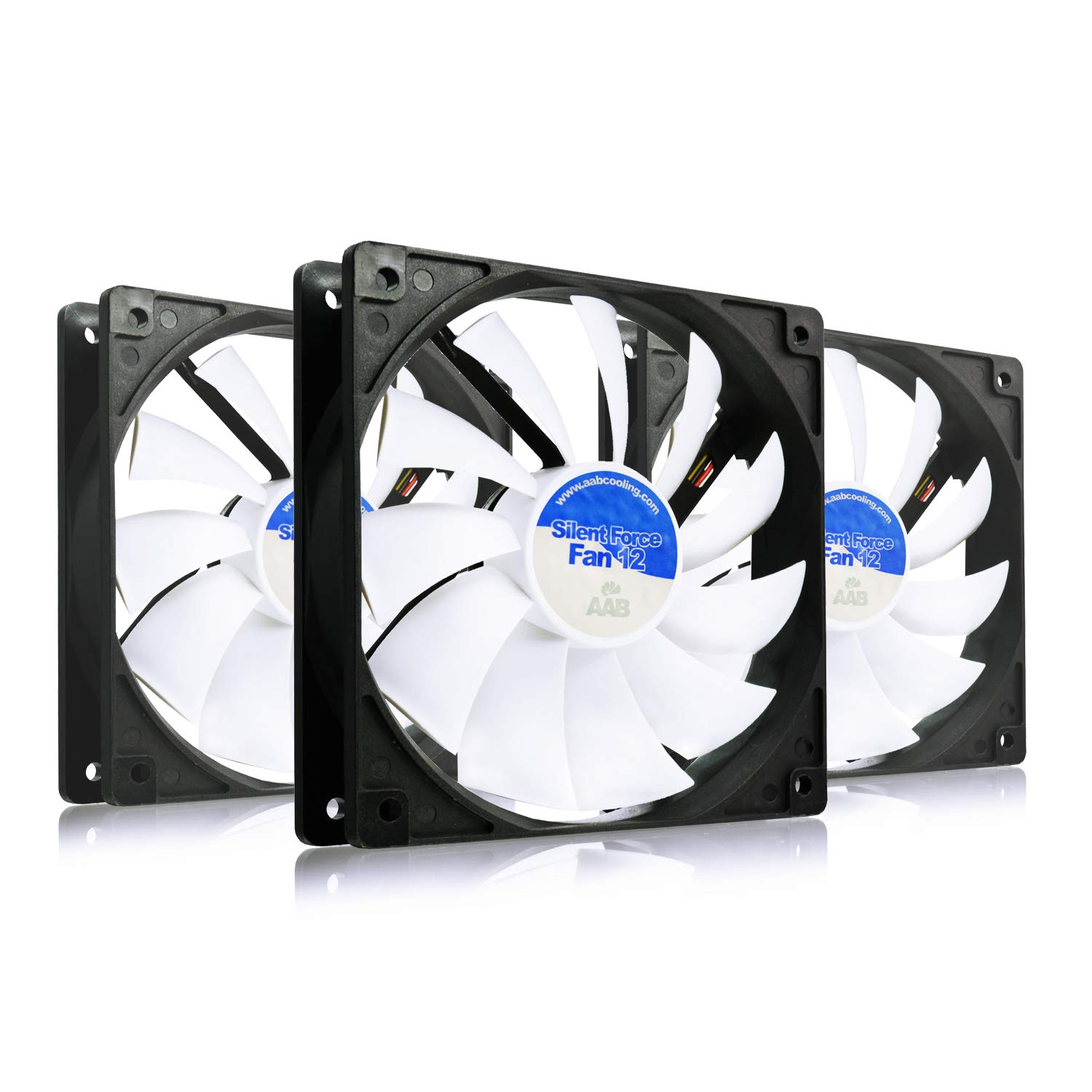 AABCOOLING Silent Force Fan 12-Efficient 120mm with 4 Anti-vibration Pads, Computer, Intake, 12V, 120mm Case, Quiet Fan - Value Pack 3 Pieces, 12.9 dB(A), 57 CFM, 1100 RPM