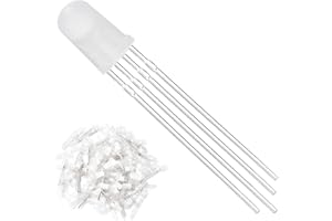 DAOKI 100Pack 5mm LED Light Emitting Diode Common Cathode 4Pin RGB Tri-Color(Red/Green/Blue) Frosted Diffused Round LED Lamps Buld for Arduino, PCB