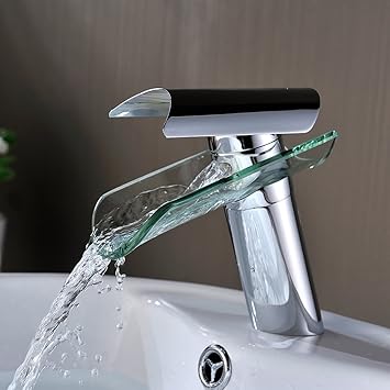 Homelody Badarmatur mit Glasauslauf Wasserfall Wasserhahn Bad ... Homelody Badarmatur mit Glasauslauf Wasserfall Wasserhahn Bad ...