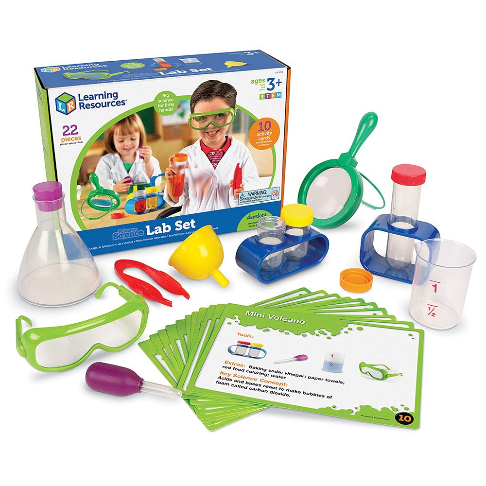Learning Resources LSP2784-UK Primary Science Set, Hands on Lab Kit for Kids, Easy Follow Activities, Beakers, Magnifying Glass, Funnel, Pipette, 22 Pieces, Multicoloured