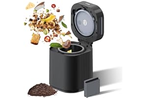 LYKOCLEAN Upgraded Electric Composter for Kitchen, 3L Smart Countertop Composter Indoor Odorless with UV lamp and Replaceable Carbon Filter, Turn Food Waste and Scraps into Dry Compost Fertilizer (Black)