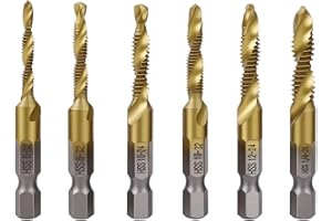 Tekrill 6 Pack HSS Combination Drill and Tap Set Screw Tapping SAE 6-32nc 8-32nc 10-32nc 10-24nc 12-24nc 1/4-20nc TS/SZ-01 (G