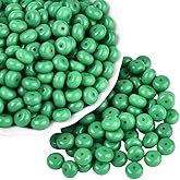 PONABEADIY 1 Box 200PCS 8MM Dark Green Rondelle Glass Beads with Holes Abacus Disc Opaque Crystal Flat Round Smooth Spacer Charms Loose Bead Bulk for Jewelry Making Bracelet Necklaces Diy Craft Supply