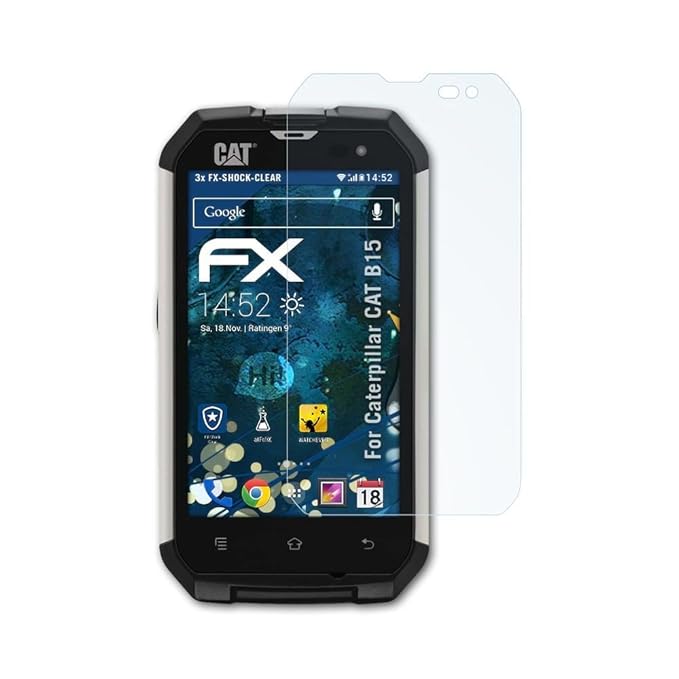 atFolix Schutzfolie kompatibel mit Caterpillar CAT B15 Panzerfolie, ultraklare und stoßdämpfende FX Folie (3X)