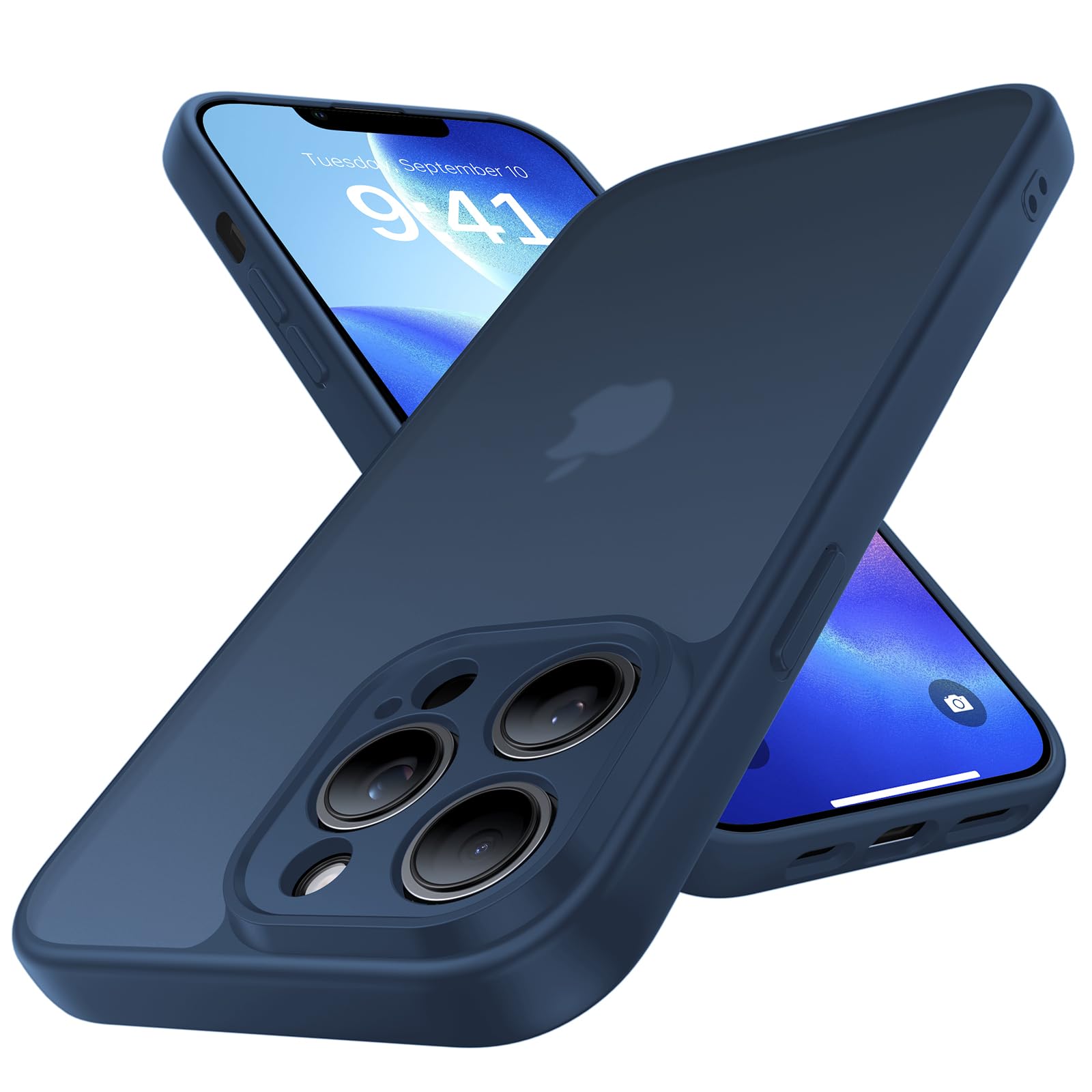 Shiiuou Shockproof for iPhone 14 Pro Max Case, [Camera Protection] [Military-Grade Drop Protection] Protective Anti-Yellow Slim Translucent Skin-Friendly Case for iPhone 14 Pro Max, Midnight Blue