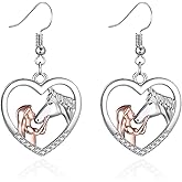 MALOYANVE Horse Earrings Cute Heart Horse Lightweight Statement Dangle Earrings Kentucky Derby Jewelry for Horse Lover Women