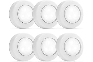 UMECORE Tap Light Push Lights, 6 Pack Puck Lights Battery Powered LED Touch Light Stick On Lights Cordless Under Cabinet Lighting for Closet Cabinet Kitchen Bedroom RV