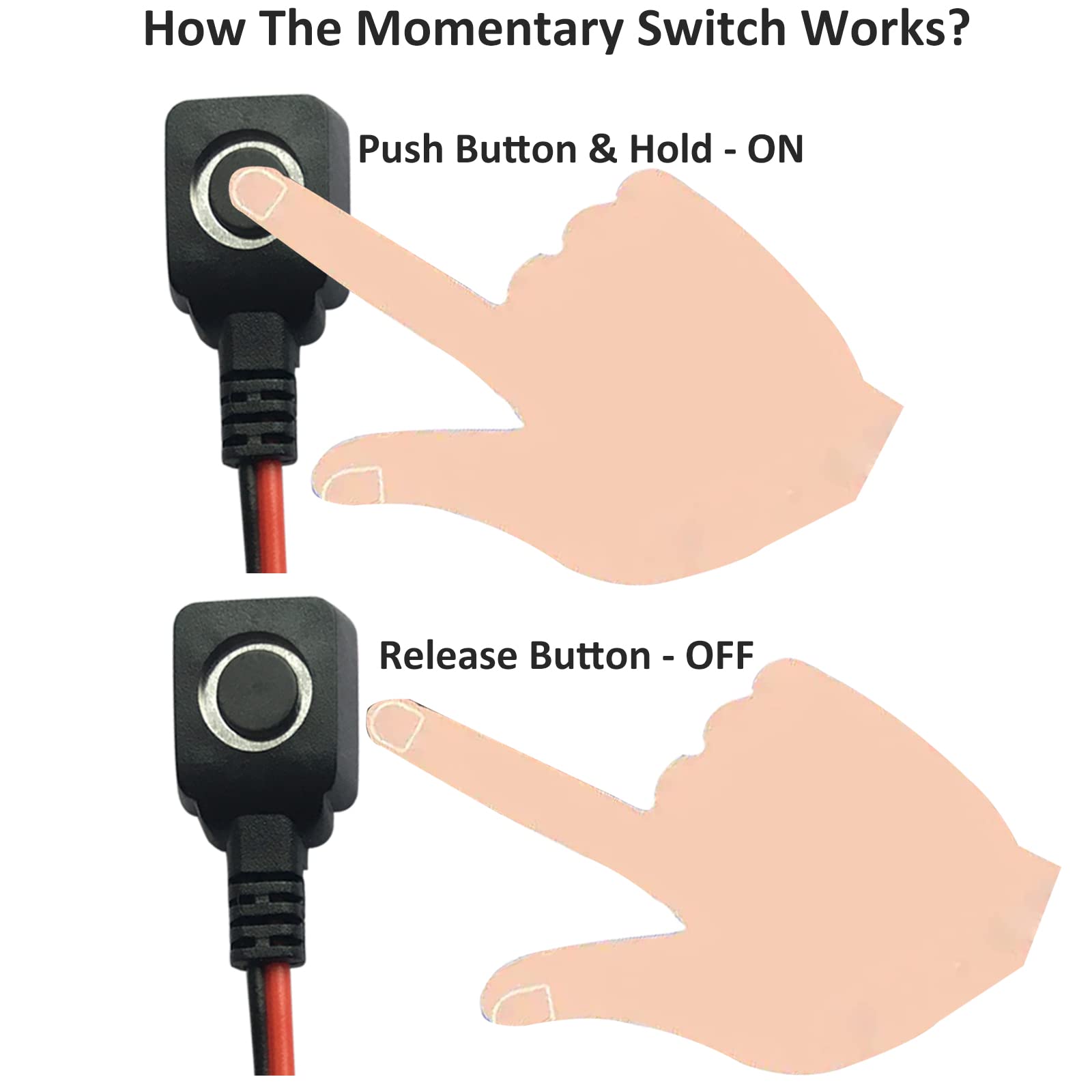 12V 24V Momentary Push Button Switch, 0.5M