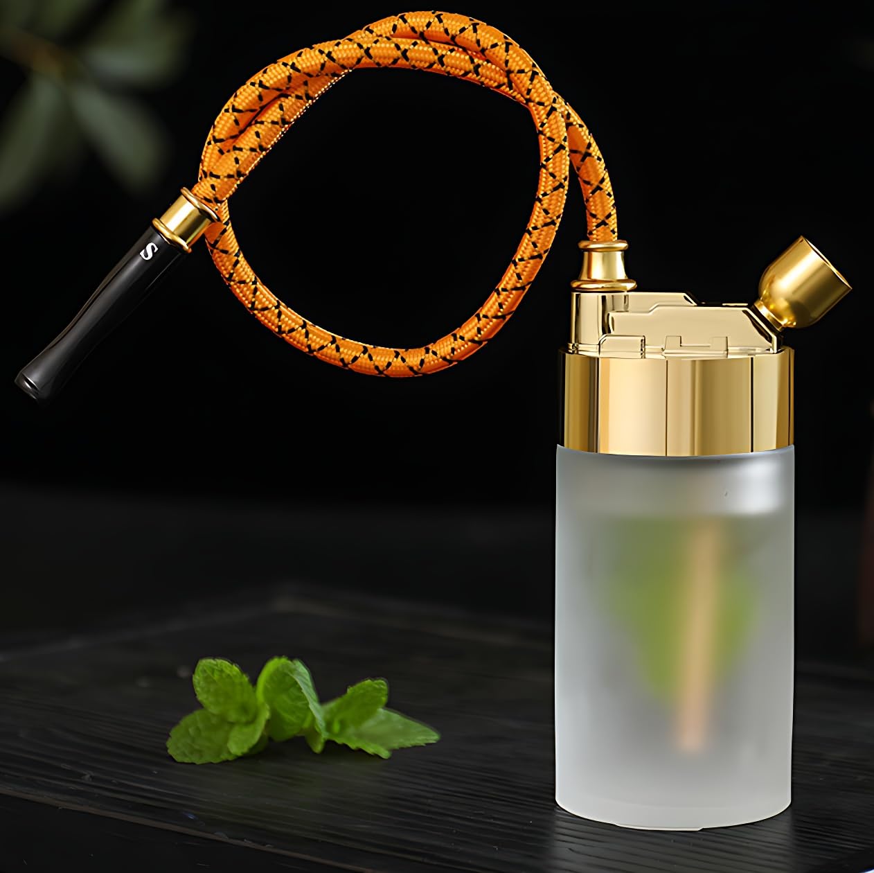 HYO&JSIN Portable Hookah Set with Hose Mini Hookah Mini Shisha Handheld Size Great For Car Travel Glass cylindrical design for easy cleaning