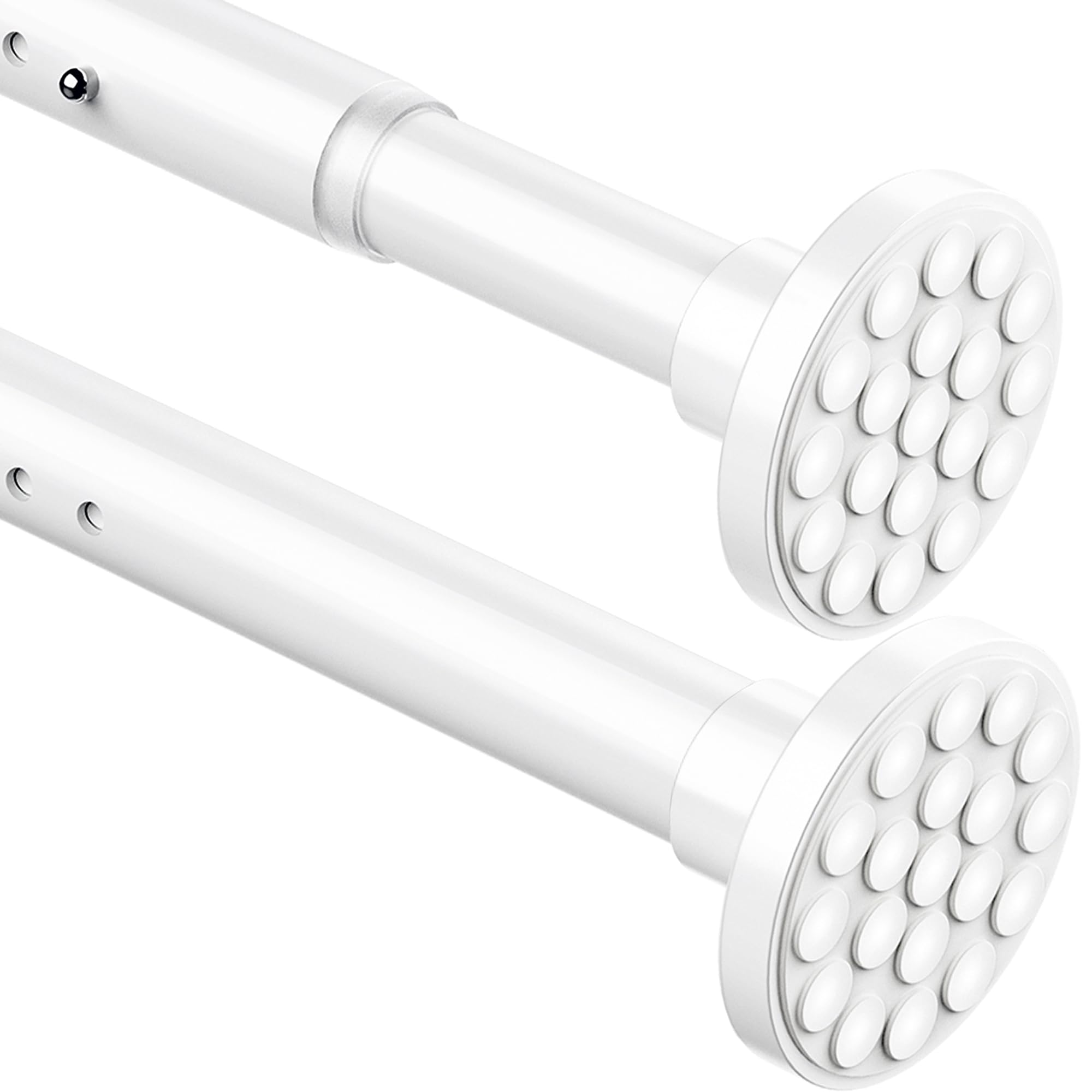 Curtain Pole No Drill Extendable Shower Curtain Rail Extra Long Shower Rail Anti-Slip Curtain Rod for Living Room,Bedroom, Bathroom,Balcony White(90-140CM Φ32mm)