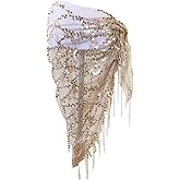 Lauthen.S Women Belly Dance Hip Scarf, Sequin Tassels Triangle Tribal Wrap Skirt Waist Chain