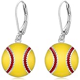 JUSTKIDSTOY 925 Sterling Silver Ball Earrings Sports Leverback Dangle Drop Earrings Jewelry Gifts for Women Girls
