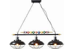 Willbebest Billiard Pool Table Light Fixtures, Billiard Lights Over Pool Table for Game Room Beer Party,Real Billiard Ball Design Pendant Lamp with 3 Metal Lamp Shades (Has 3 Lights)