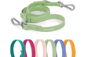 Wisedog Waterproof Standard Dog Leashes with 2 Hooks, 5 ft/ 6 ft Lengths, Adjustable for Traffic Control Safety, for Small, Medium & Large Dogs Walking (Sage Green,S)