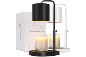 zukakii Candle Warmer Lamp Adjustable Height Dimmable with Timer Large Jar Candles Compatible - No Flame Scented Wax Warmer with 2 Bulbs - Mothers Day Gift - Black