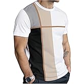 SOLY HUX Men's Casual T Shirts Short Sleeve Crew Neck Color Block Graphic Tees Shirt Summer Tops