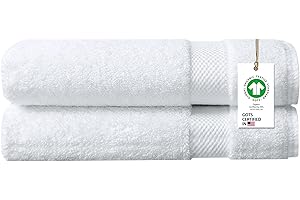 Delara 100% Organic Cotton Towels 650 GSM Plush Feather Touch Quick Dry Bath Sheet, Pack of 2 GOTS Certified, Oeko-Tex Green Certified, Organic Cotton Bath Sheet, 36"X70"