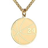Susook Basketball Number Necklace for Boys Gold Stainless Steel Basketball Pendant Sport Jewelry Gifts for Men