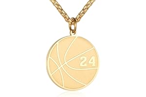 Susook Basketball Number Necklace for Boys Gold Stainless Steel Basketball Pendant Sport Jewelry Gifts for Men