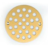 Poyde 4 Inch Screw-in Round Shower Drain Cover Replacement Floor Drainer with Screws (Brushed Golden)