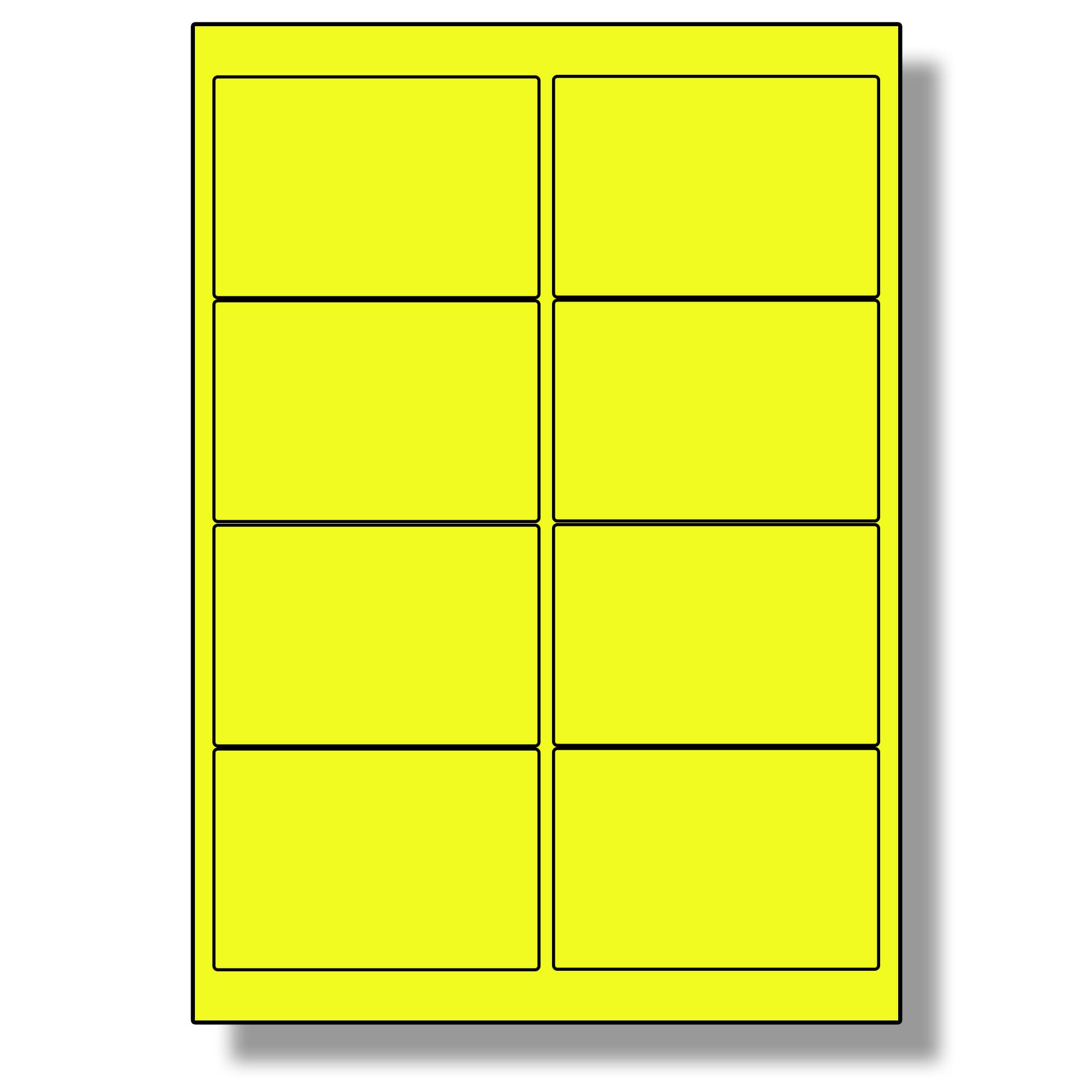 Label Planet® 8 Per Sheet, 10 Sheets (80 Fluorescent Yellow Labels). Fluorescent Labels for Laser Printers, 99.1 x 67.7mm, LP8/99 FC.