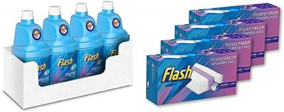 Cleaning Bundle: Flash Powermop Cleaning Solution Refill Liquid, Floor Cleaner, Fresh