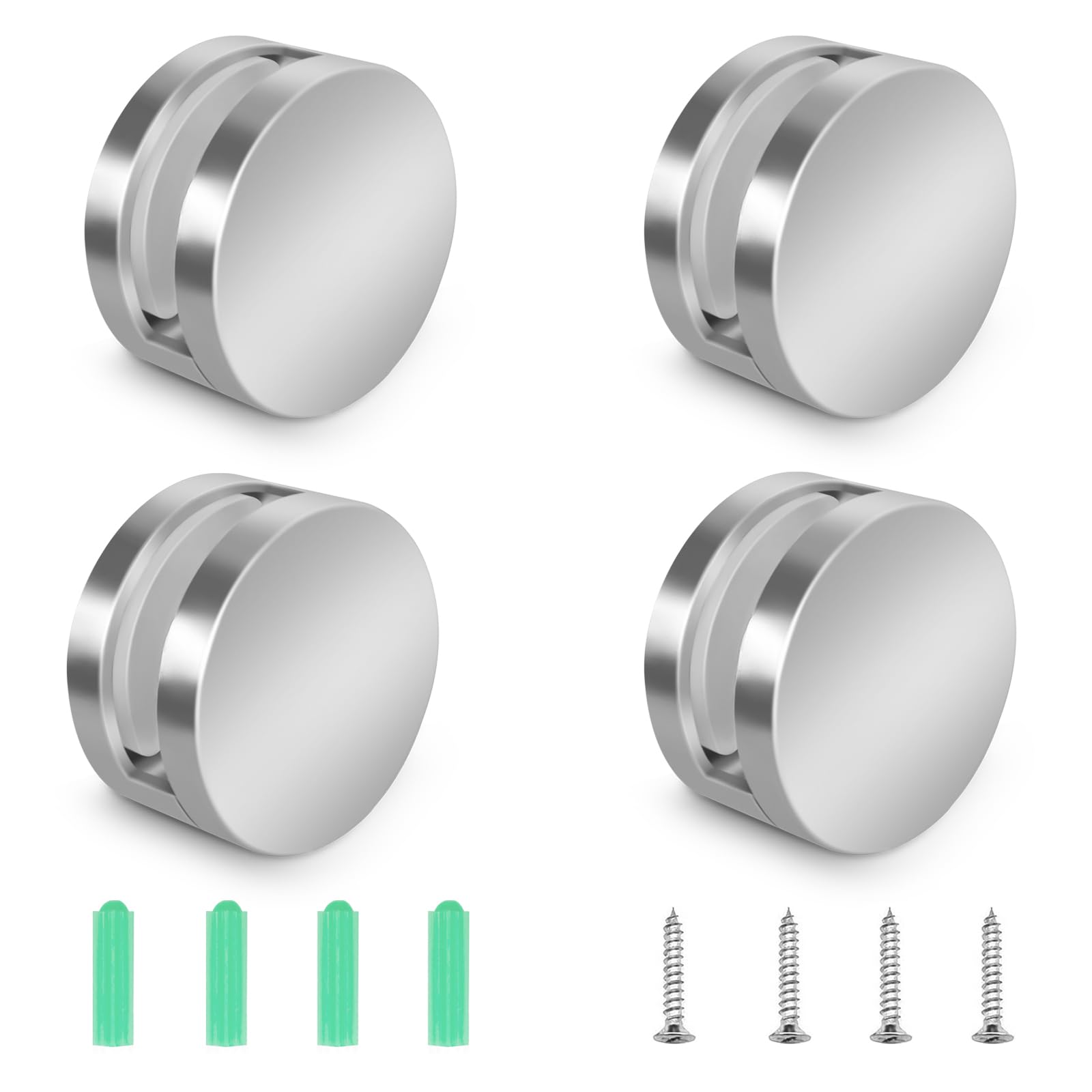 4Pcs Mirror Round Clip Glass Clamp Zinc Alloy Wall Bracket Clips Set Glass Clip Bathroom Mirror Holder with Plugs and Screws Glass Shelf Clamp Holder for 3-5MM Thickness Glass