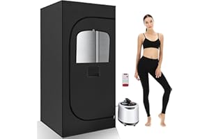 NBDIB Sauna,Sauna Box,Portable Sauna,Portable Sauna for Home, Sauna Tent Sauna Box with 2.6L Steamer and Remote Control,9 Levels,2.6’ x2.6’ x5.8’ (Black)