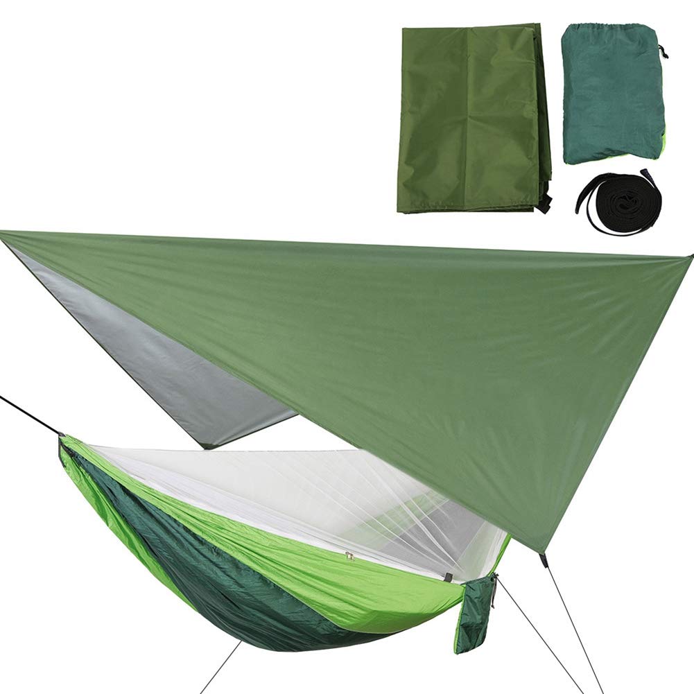DOACT Hanging Camping Hammock with Mosquito Net Canopy Rain Cover for Courtyard Garden