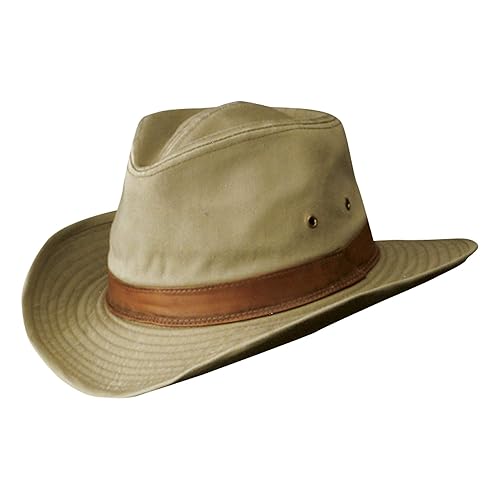 Dorfman Pacific Men's Twill Outback Hat,Khaki,Medium in Kuwait