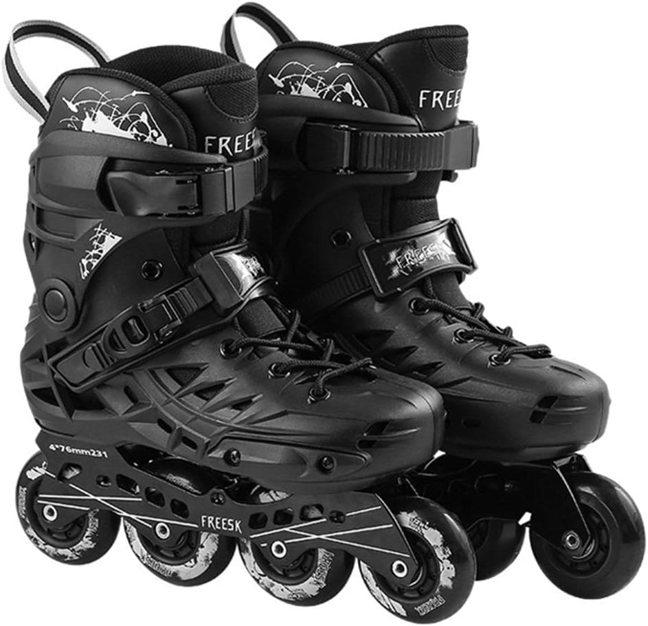 GFF SHOP Fancy Roller Skates, Adult Men and Women Inline Wheels, All-Round Breathable, Non-Smelling feet, Removable Washable Liner, Smooth Skates Roller Skates, White/Black,Black,M