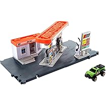 Interactive fuel station playset with truck for imaginative play