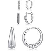 Goxygen Hypoallergenic Huggie Earrings for Women - 14K Gold Plated Chunky Hoop Earring Stacks, 3 Pairs Dainty Minimalist Jewelry Set for Multiple Piercing, Lightweight Trendy Earrings Gift for Her