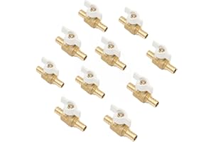 Brass PEX Ball Valve 1/2" with White T Handle, Pex Barb Water Shut Off Valve for Pex Tubing for Cold or Hot Water (10-Pack)