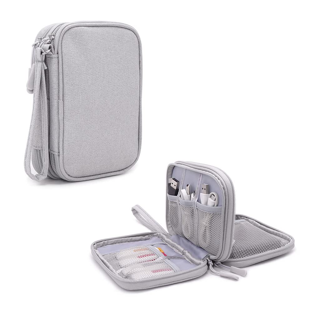 Hosoncovy Double Layer 2.5 Inch Hard Drive Case - Travel Case Storage Bag for Two 2.5 inch WD Western My Passport Seagate Samsung (Grey)