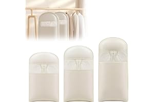 3Pcs Space Saving Hanging Garment Bag with Self Compression Zipper, Storage Bags Space Saver Closet Organizers Dust Cover 3 s